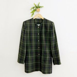 Jacqueline Ferrar Olive Green Plaid School Boy Style Dark Academia Blazer